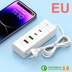 4포트 USB 고속 충전 유형 C 벽 iPhone 용 Samsung Xiaomi Huawei 전화 EUUSUK 플러그 전원 어댑터, 04 2 USB EU