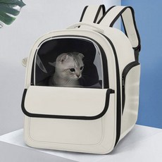 메일켓 반려동물 통풍 투명창 대용량 이동식 백팩, 화이트, 1개
