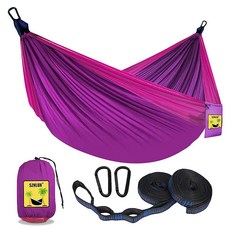 SZHLUX 휴대용 더블 & 싱글 캠핑 해먹 라이트 그레이 / 스카이 블루 107080, 라지, 퍼플 & 핑크