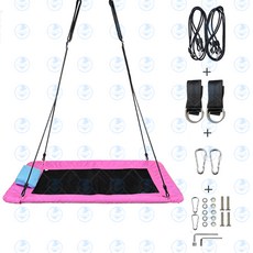 정원 캠핑장 원형그네 스윙 해먹 놀이터 전원주택 유원지 스트랩, 1개, 152x80cm 핑크+줄+나무띠+후크