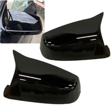 亮光黑 後視鏡蓋 後照鏡蓋 替換式外殼 卡扣式 牛角 適用 08-10 E60 535i 550i, 1個