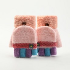 Ary兒童手套 男女童手套 防風加厚加絨卡通小狗半指翻蓋保暖手套