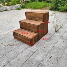 나무 계단 원목 스텝퍼 입구 식당 발판 지지대 방부목 데크 현관, 상세페이지 참고, 3단60x75x60cm