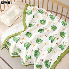DFMEI 直邊童被兒童嬰幼兒純棉寶寶洗澡吸水蓋毯, 1個, 寬邊六層高密【小青龍】:110*110cm±5(拉伸尺寸)