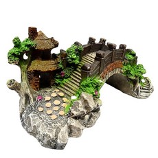 Charmoon 수족관 수족관 오브제 다리 아치 은신처 쉼터 진짜 일본식 일본 정원 L 그린, 1개