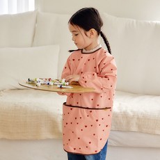 요바프 반신형 앞치마 미술가운 플레이수트 / 하트