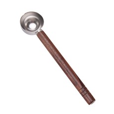 桃園出貨 304不鏽鋼胡桃木柄量勺套裝，家用廚房烘焙多功能計量匙，精準量取奶粉咖啡豆, 銀色胡桃木咖啡勺(PP袋裝), 1個