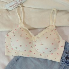 蕾絲碎花無痕少女內衣 無鋼圈薄款甜美聚攏文胸