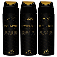 /아리스 데오 바디 스프레이/데오드란트 (테크닉 골드), 3개, 200ml
