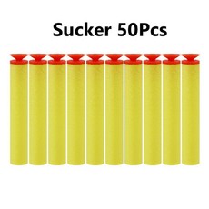 네르프 소프트 탄환 다트 라운드 리필 스펀지 총 블래스터용, 1개, 색상: 4. 50 Pcs Yellow sucker