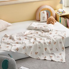[모던하우스 인천점] 소프트 순면 3중직 거즈블랑켓 80x130 봉주르퍼피 전용 파우치 포함 -[CZ2426002], 이미지참조