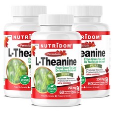 (3병) 뉴트리돔 L-테아닌 250mg 60식물성캡슐 긴장완화와 불안증에 좋은 엘테아닌 캐나다 직구, 3개, 60정