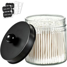 시충 욕실 정리함 및 보관 - 1팩 큐팁 홀더 약병 용기 면봉 라운드 볼 메이크업 스펀지 치실 목욕 소금 블랙