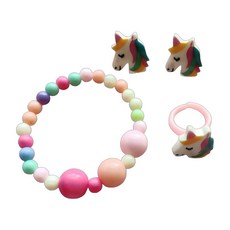 獨角獸/彩虹小馬 兒童飾品組 (手鍊/戒指/耳夾/公主風格)