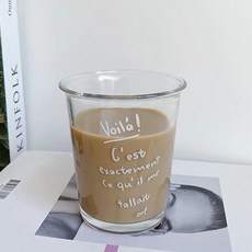 레터링 리유저블 컵 아침컵 우유컵 알파벳 프린트 강화 투명 유리컵 320ml, 5개