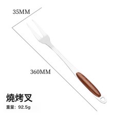 DFMEI 不鏽鋼鍋鏟套裝加厚防鏽金桃木木紋飯勺禮品廚具8件套, 1個, 如圖, 肉叉
