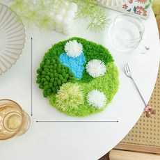 잔디 티코스터 만들기 펀치니들 패키지 집콕 취미 선물용, 이끼 컵받침 7, 1개