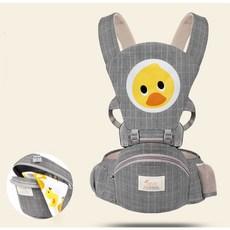 創新收納型腰凳三合一背巾 單獨背帶腰凳 四季透氣雙肩背帶, 灰色小鴨收納型, 灰色小鴨收納型