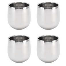 HERCHR 200ML 메탈 커피 컵 스테인리스 스틸 단열 컵 4팩 더블 월 티 가정용 재사용 가능한
