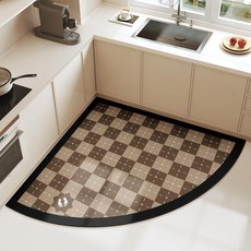 KISKIS 삼각형 주방 러그 흡수성 워터 코너 매트 세탁 가능한 미끄럼 방지 바닥 부분 고무 스탠딩 반경 18.6cm(7.25인치), 7