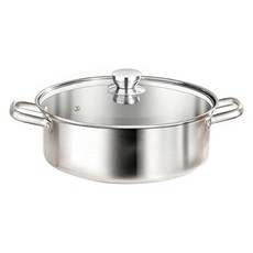 SoBuy 316 스테인리스 대용량 전골 양수 냄비, 1개, 실버, 30cm