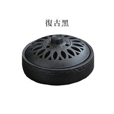 五福 哥窯款 陶瓷蚊香爐 典雅耐用 安全防燙設計, 復古黑