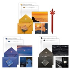 라미 예쁜 감성 엽서 편지지 3종 세트 + 하트볼펜 1P, 1개, 혼합