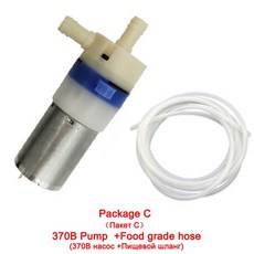 DC 모터 장착 소형 370 펌프 저소음 유수 미니 KLC 다이어프램 진공 음용용 0.4-1.2L/min 12V, 15) 370B package C - 10M food, 02 10M food grade hose