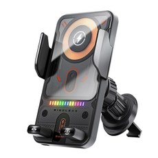 전기 인덕션 개폐가 가능한 범용 무선 자동차 휴대폰 충전기 홀더 15W 고속 자동 클램핑 이동식 홀더(블랙), Bla