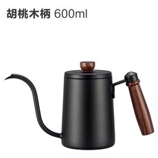 Lhopan帶溫度計 304不銹鋼長嘴細口壺 防燙柄, 耀黑 手沖咖啡壺600ml, 1個