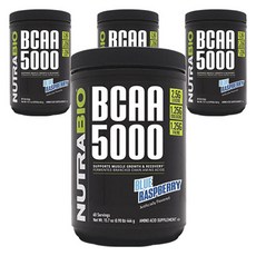 뉴트라바이오 BCAA 5000 블루 라즈베리 맛 분말, 4개, 444g