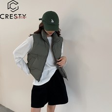 크레스티 겨울 여성용 보온 패딩 조끼 루즈핏 패딩자켓