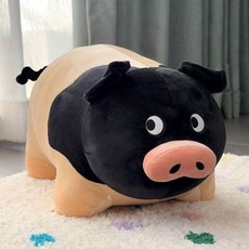 검은돼지 인형 꽃돼지 동물인형 돼지 애착인형 귀여운 수면인형, 48cm 대필 인사 카드, 옥돼지