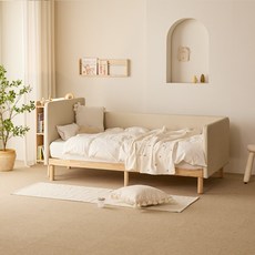 도담 슬림 LED 헤드 평상형 데이베드 DBSS 침대, 베이지