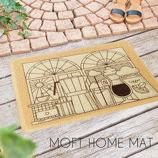 MOFT HOME MAT 專利印花PVC刮泥透水踏墊 室內外兩用 防滑易清潔 咖啡店圖案 40x60cm, 咖啡店(44x59cm)
