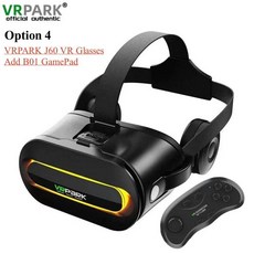 정품 J60 4K 무선 가상 현실 VR 안경 스테레오 3D 비디오 구글 판지 상자 헤드셋 헬멧 스마트폰 최대 17.0cm, China Mainland, J60 add B01 gamepad
