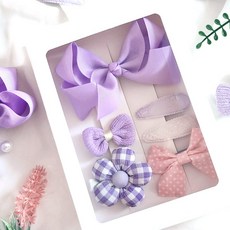 홍스리본 차밍퍼플 여아헤어핀 6종세트 리본머리핀