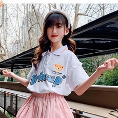 CIUUC 女童小熊polo衫套裙2022新款夏装网红炸街上衣套装儿童学院风jk裙