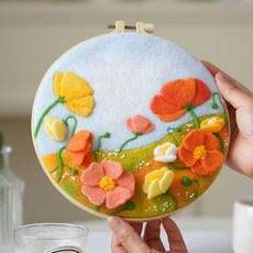 羊毛氈 戳戳樂 DIY刺繡材料包, 1個, 生如夏花,【含制作工具】無支架