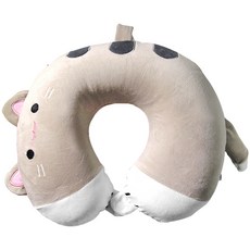 고양이 꿀잠 목쿠션 여행 휴대용 귀여운 가벼운 메모리폼 목베개 아늑한 포근한 낮잠 비행기 장거리 휴가 목받침 단체선물, 그레이