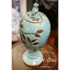 鄉村風藍色小鳥大花瓶擺飾花器，陶瓷花瓶，清新居家裝飾，客廳臥室擺設，增添生活品味