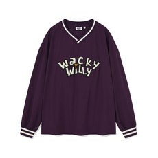 와키윌리 남녀공용 긴소매 티셔츠 타이포 화섬 롱슬리브 티셔츠 WA2501LT14PU