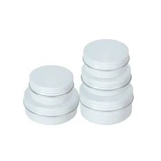 100pcs 10/15/20/30/50/60g 빈 양초 항아리 알루미늄 블랙 크림 화장품 용기 리필 병 립밤 광택 포장, 06 60g 68x25mm, 04 하얀색