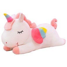 彩虹天使獨角獸絨毛玩偶抱枕, 白色