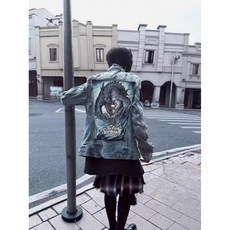 秦小姐精品店 牛仔水洗做舊男童春秋卡通潮流美式復古牛仔夾克外套