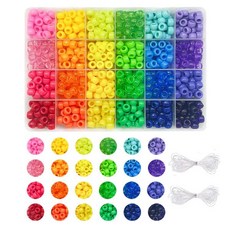 우정 팔찌 만들기 키트에 대 한 조랑말 구슬 24 색상 Kandi 구슬 세트 720pcs 플라스틱 무지개 대량 및 980pcs 위트, [01] 24 and 200letter