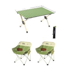 감성 캠핑 테이블 의자 세트 특대형 야외 피크닉 접이식, 그린미디엄테이블+그린문체어x2