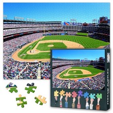 해외 TUMOVO 성인용 1000피스 퍼즐 야구 아트 - 직소 단단하고 어려운 도전적인 클리블랜드 프로그레시브 필드 69.8cm x 50cm27.5인치 19.75인치 가족 게임, 퍼즐-02.