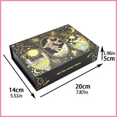 女巫卡塔牌屋 羽毛黑金太陽塔羅牌禮盒套裝金箔塔羅牌甲板衝壓 PVC 防水耐磨遊戲卡 naitw, 1個, 羽毛鈴鐺套裝