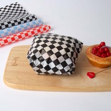 블랙 체커보드 유산지 30 X 30 cm 햄버거 샌드위치 토스트 빵 김밥 피크닉 포장지, 1개, 200개입